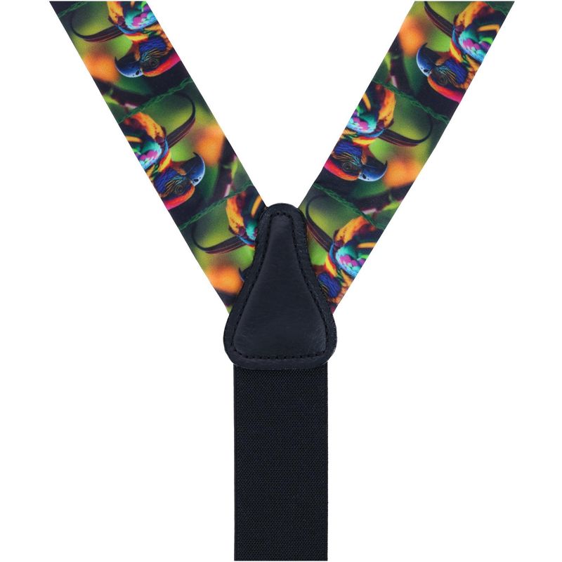 Trafalgar Men's Jungle Parrot Silk Button End Suspenders — image 3 of 3